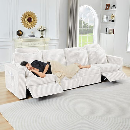 ORRD Modern Armless Power Recliner Sofa Seat for Modular Sectional Couch for Living Room-White