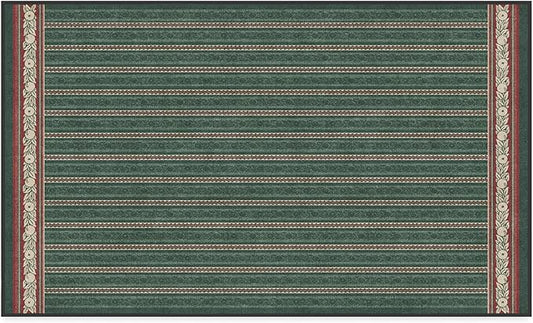 RUGGABLE x Morris & Co Machine Washable Christmas Area Rug– Fruit Stripe Spruce Green 3x5, Stain-Resistant, Non-Slip–Small Rugs for Living Room, Bedroom, Hallway, Entryway & Office–with Cushioned Pad