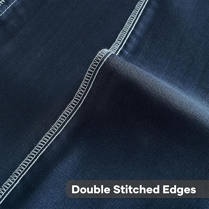 FUTEI Denim Blue Decorative Throw Pillow Covers 12x20 Inch Set of 2,Soft Cozy Wheat Ear Striped Patterns Lumbar Pillow Cases,Modern Home Decor for Couch Bed Living Room