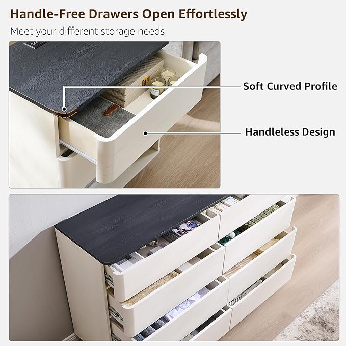 ACCOHOHO Modern Bedroom Set, 3 Pieces Bedroom Furniture Set, Includes 8 Drawers Dresser, 6 Dressers Organizer,Nightstand, Chest of Drawers Wide Storage Organizer Cabinet for Bedroom, White