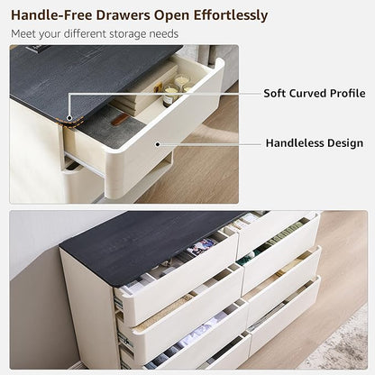 ACCOHOHO Modern Bedroom Set, 3 Pieces Bedroom Furniture Set, Wood 8 Drawer Dresser and Nightstands Set of 2, Chest of Drawers Wide Storage Organizer Cabinet for Bedroom, White