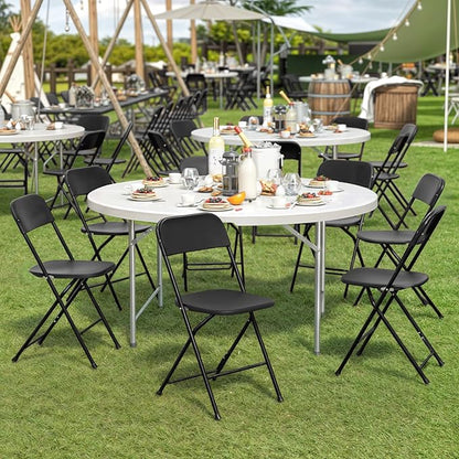 Magshion Plastic Folding Chairs 10 Pack Foldable Dinning Chairs for Wedding Parties Event Outdoor Indoor Lightweight Chair 330lb Capacity, Black