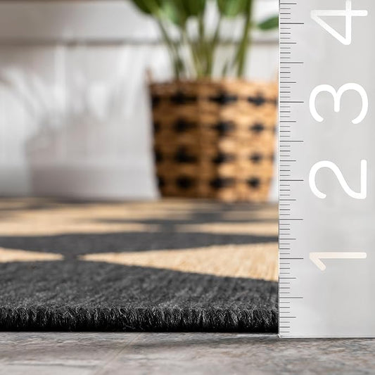 nuLOOM 8' Round Outdoor Performance Area Rug, Stain Resistant, Weather Resistant, High Traffic, Patio, Balcony, Outside, Sabina Dark Grey