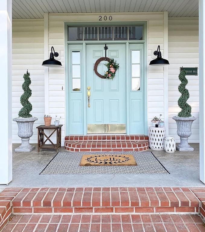 Steel Lighting Co. Gardena Barn Light | Outdoor Wall Mounted | 16" Dome | 11" Gooseneck | Farmhouse Light Made in America | Matte Black Exterior/White Interior