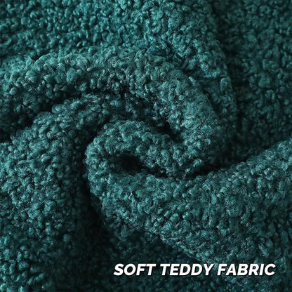 FUTEI Dark Green Throw Pillow Covers 22x22 Inch Set of 2,Furry Faux Fur Teddy Boucle Textured Cushion Covers,Soft Fluffy Decorative Pillow Case,Home Decor for Couch Bed Living Room Office Car