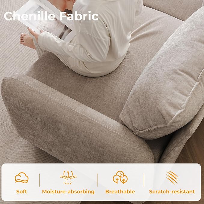 135'' Modular Sectional Sofa with Storage Seat,Oversized U Shaped Couch with Ottoman,7 Seater Couches for Living Room,Bedroom,Velet,Khaki