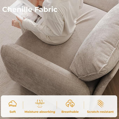 135'' Modular Sectional Sofa with All Seats Storage, Oversized L Shaped Couch for Living Room,4-Seater Comfy Cloud Couches with Movable Ottoman,Big Sectional for Bedroom,Velet,Khaki