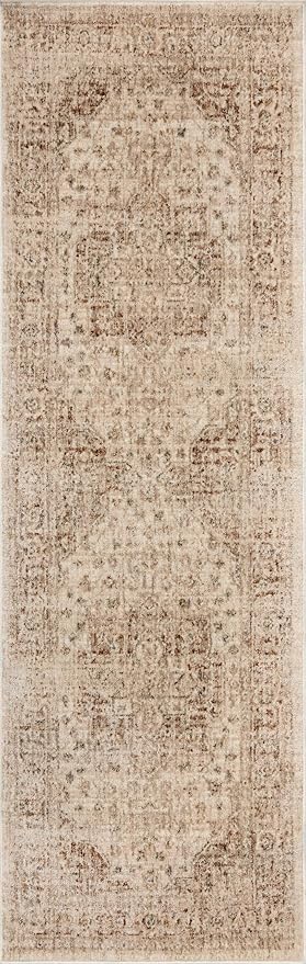 Loloi Magnolia Home by Joanna Gaines Junie Collection JUE-04 Natural/Clay 5'-3" x 5'-3", .38" Pile Height, Round Area Rug