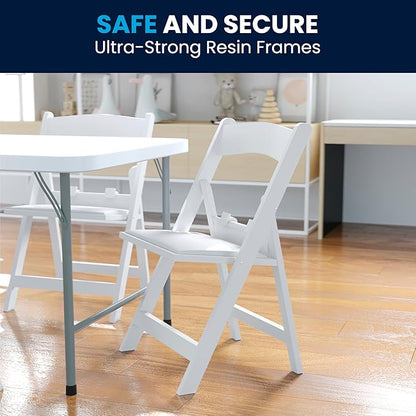 Flash Furniture Hercules Series Kids Padded Folding Chairs for Children, Children's Event Seats with 264-lb. Static Weight Capacity, Set of 10, White