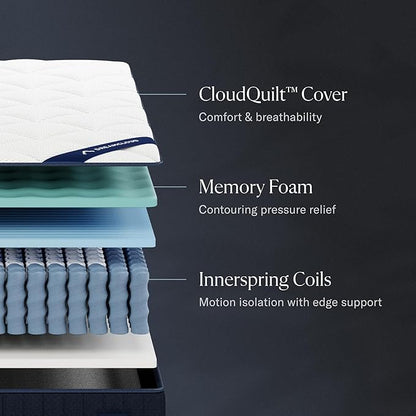 DreamCloud Classic 12" Twin Mattress - Luxury Hybrid Gel Memory Foam - 365 Night Trial - Fiberglass Free - Forever Warranty - Mattress in a Box - CertiPUR-US Certified