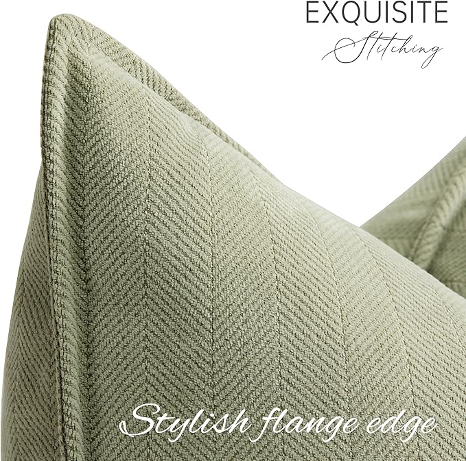 ZWJD Sage Green Pillow Covers 16x16 Set of 2 Chenille Throw Pillow Covers with Elegant Design Soft and Luxurious Decorative Throw Pillows for Couch, Bed, and Home Decor