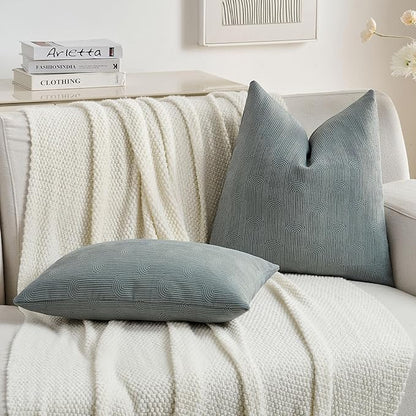 FUTEI Dark Grey Chenille Decorative Throw Pillow Covers 22x22 Inch Set of 2,Soft Cozy Striped Geometric Patterns Cushion Case,Modern Home Decor for Couch Bed Living Room