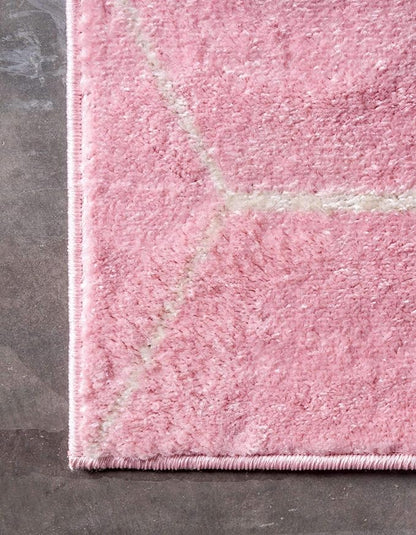 Unique Loom Trellis Frieze Collection Area Rug - Geometric (5' Square, Light Pink/ Ivory)