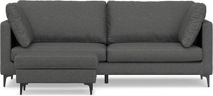 SIMPLIHOME Ava Sofa and Ottoman in 100% Recycled Polyester Performance Fabric, Pebble Grey, 90-inch-Wide 3-Seater Couch and Matching 36-inch-Wide Table Ottoman for Living Room, 2-Piece Set