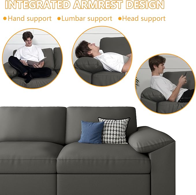 EASE MOOSE Oversized Modular Sectional Sofa,Leather Sectional Couch with Deep Seat,Extra Large L Shaped Couch,Modern Comfy Scratch Resistant Faux Leather Material Sofa,Grey