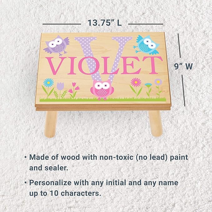 Let’s Make Memories Personalized My Own Name Step Stool - Children’s Step Stool - Sturdy Wood – Non-Toxic Paint, Sealer - Jungle Design - Natural - 14’Wx9.25”Lx8.75”H - Ages 3+