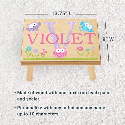 Let’s Make Memories Personalized My Own Name Step Stool - Children’s Step Stool - Sturdy Wood – Non-Toxic Paint, Sealer - Jungle Design - Natural - 14’Wx9.25”Lx8.75”H - Ages 3+
