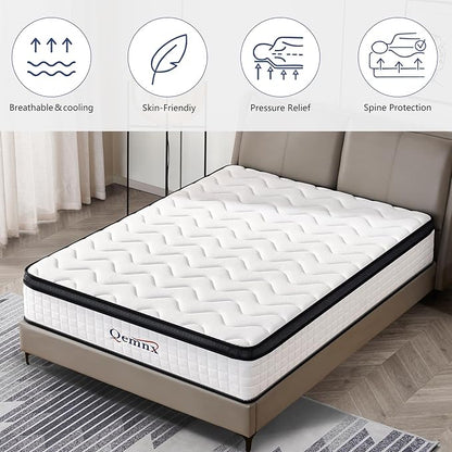 12 Inch King Hybrid Mattress – Medium Firm, Memory Foam & Responsive Pocket Springs, Enhanced Edge Support, Motion Isolation, Pressure Relief, Eco-Friendly, Compressed for Easy Setup