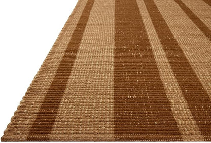 Loloi Leanne Ford Weatherstaff Collection WTS-04 Cinnamon/Natural 8'-6" x 11'-6" Area Rug Jute, Striped, Neutral, Living Room, Bedroom, Dining Room
