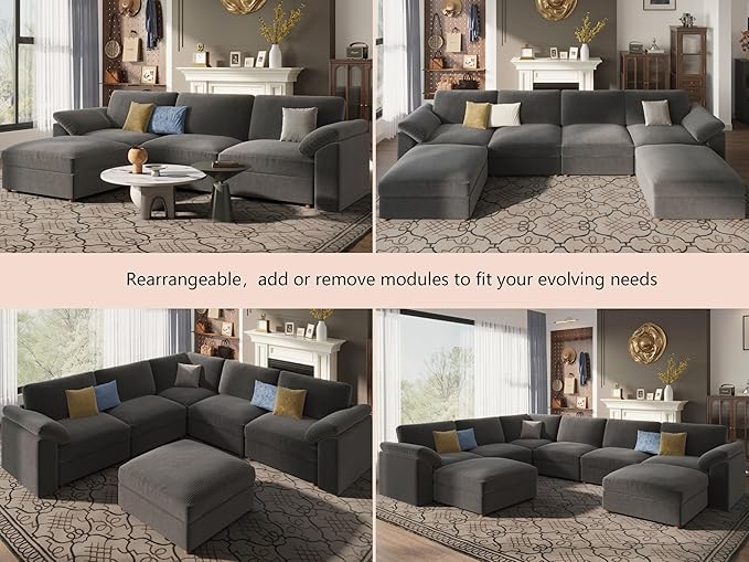 EASE MOOSE Comfty 2 Seat Couch,FSC Certified Modern Deep Seat Sectional Modular for Living Room
