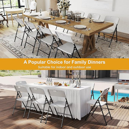 16 Pack Folding Chairs, 700lbs Capacity Heavy Duty Folding Chair with Reinfoced Steel Frame for Indoor/Outdoor Use, White Plastic Foldable Chairs for Party, Patio, Meeting, Wedding and School