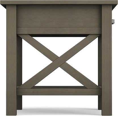 SIMPLIHOME Kitchener SOLID WOOD 21 inch Wide Square Contemporary End Side Table in Farmhouse Grey for the Living Room and Bedroom