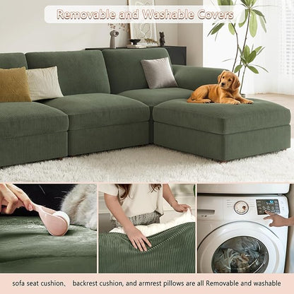 EASE MOOSE Modular Sectional Sofa,Oversized U Shape Sectional Couch with Ottoman,Wide Deep Modular Cloud Couch,Removable Cover