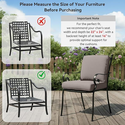 7-Piece Outdoor Patio Cushion Set - Fade & Water Resistant with Removable Olefin Cover, 22x24x4 Inch Memory Foam Cushions for Wicker Sectional Sof - Grey/Regular