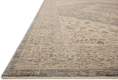 Loloi Magnolia Home by Joanna Gaines Junie Collection JUE-05 Denim/Natural 9'-6" x 9'-6", .38" Pile Height, Round Area Rug