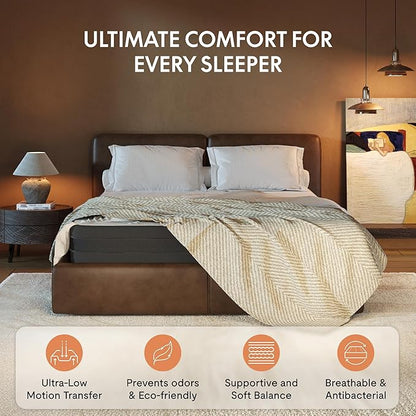 FLEXISPOT Queen All-in-One Adjustable Bed with 10" Cooling Gel Memory Foam Mattress, Boucle Bed Frame, Head & Foot Incline, Adjustable Headboard, Thick Padding, 10-Year Warranty, White
