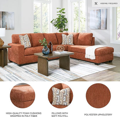 Signature Design by Ashley Aviemore Casual L-Shaped 2-Piece Sectional with Chaise for Living Room, Orange