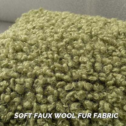 FUTEI Olive Green Decorative Throw Pillow Covers 18x18 Inch Set of 2,Soft Fluffy Faux Wool Fur Boucle Textured Cushion Case,Modern Home Decor for Couch Bed Living Room Office
