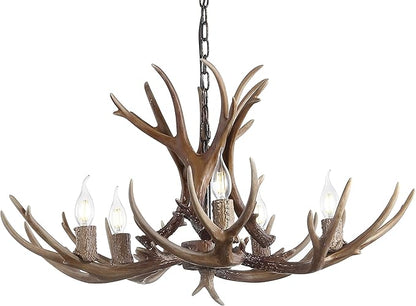 JONATHAN Y JYL6300A Eldora 30" Adjustable Resin Antler 5-Light LED Chandelier, Glam, Rustic,Cottage,Transitional, Dimmable Dining Room, Living Room, Kitchen, Foyer, Bedroom, Brown