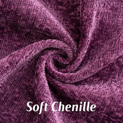 FUTEI Purple Chenille Throw Pillow Covers 12x20 Inch Set of 2,Soft Cozy Bound Edge Design Lumbar Pillow Cases,Home Decor for Couch Bed Living Room