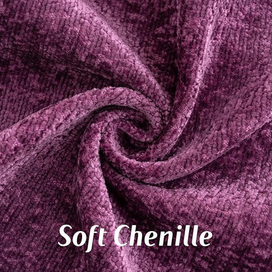 FUTEI Purple Chenille Throw Pillow Covers 24x24 Inch Set of 2,Soft Cozy Bound Edge Design European Cushion Cover,Home Decor for Couch Bed Living Room