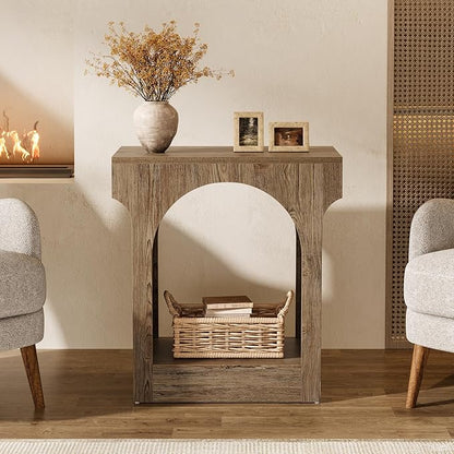 Tribesigns Wood End Table Set of 2, Side Table with Storage Space for Living Room, Narrow Nightstand for Bedroom, Gray
