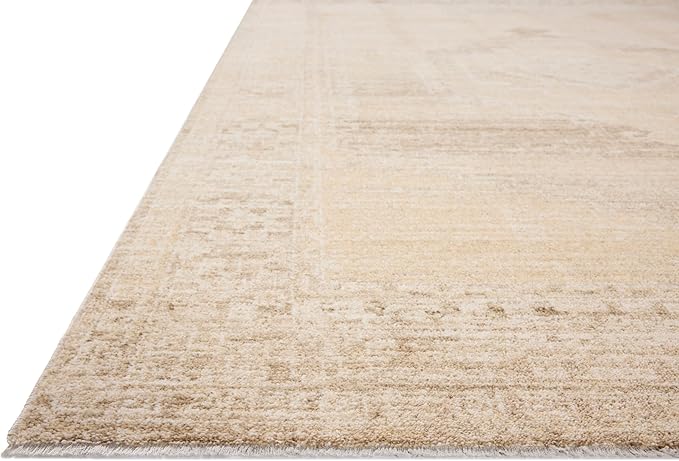 Loloi Chris Loves Julia Palma Collection PLM-07 Wheat/Taupe 9'-6" x 13'-1" Fringe Area Rug Vintage Style Boho Living Room Bedroom Carpet