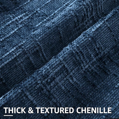 decorUhome Navy Blue Chenille Throw Pillow Covers 26x26 Set of 2 Thick Textured Slubby Couch Pillow Covers Farmhouse Accent Modern Neutral Decorative Pillow Cases for Bed Sofa Living Room