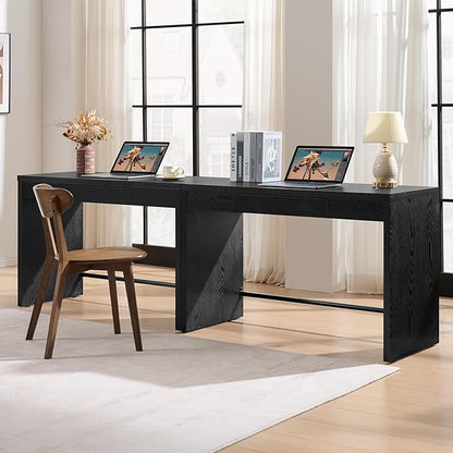 SICOTAS Home Office Executive Desk - 47-Inch Computer Desk with Drawer, Farmhouse Writing Study Desk with Storage,Boho Makeup Vanity Table for Bedroom (Black Oak, 2 Pieces)