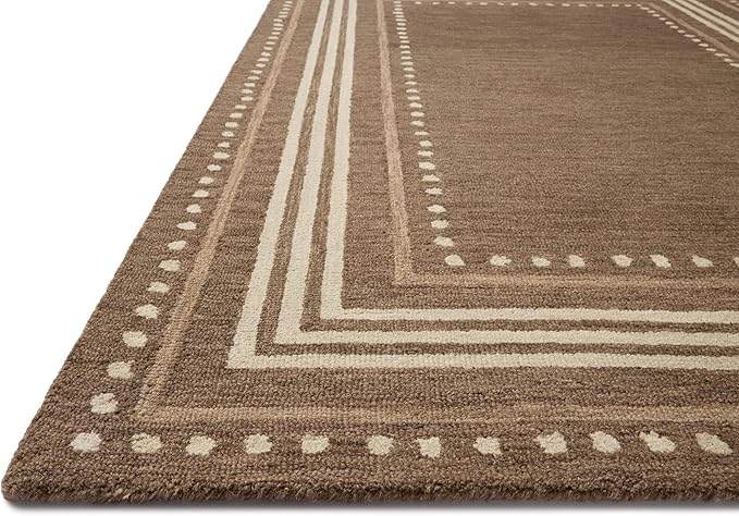 Loloi Chris Loves Julia Alfie Collection ALF-02 Bark/Natural 2'-6" x 9'-9" Runner Rug Wool Neutral Living Bedroom Dining Carpet