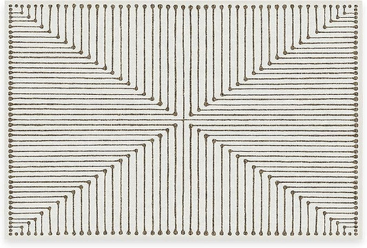 RUGGABLE x Jonathan Adler Machine Washable Modern Area Rug – Inkdrop Camel & Ivory 2x3, Stain-Resistant, Non-Slip – Small Rugs for Living Room, Bedroom, Hallway, Entryway & Bathroom–with Standard Pad