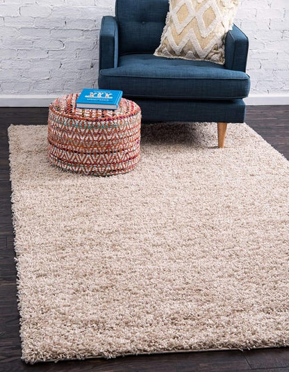 Unique Loom Solid Shag Collection Area Rug (9' x 12' Rectangle, Taupe)