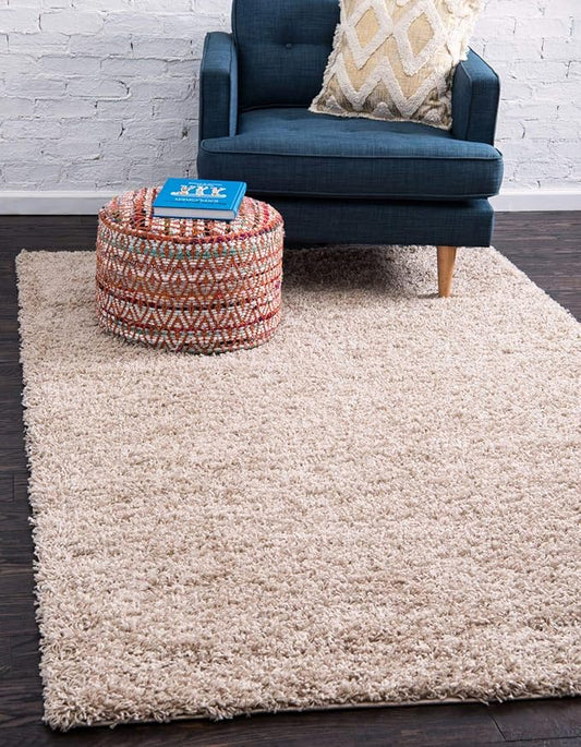 Unique Loom Solid Shag Collection Area Rug (10' x 13' Rectangle, Taupe)