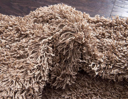 Unique Loom Solid Shag Collection Area Rug (10' x 13' 1" Rectangle, Sandy Brown)