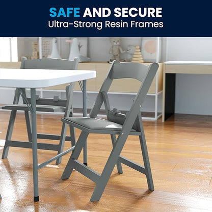 Flash Furniture Hercules Set of 10 Kids Gray Resin Folding Chair with Gray Vinyl Padded Seat