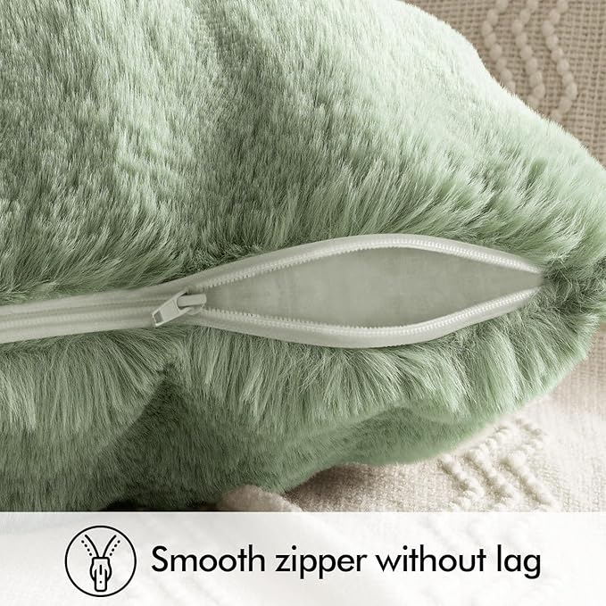 MIULEE Faux Fur Pillow Covers Thick Soft Plush Throw Pillows Luxury Home Decor for Couch Bed Bedroom Living Room Sofa,20x20 Inch Pack of 2 Sage Green