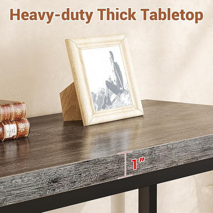 32" Small Console Table, 2-Tier Narrow Entryway Table, Sofa Table with Mesh Shelves, Console Tables for Living Room, Hallway, Entryway, Farmhouse Console Table with Storage, Oak Grey