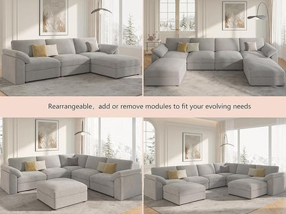 EASE MOOSE Oversized Sectional Modular Sofa,Large L Shape Sectional Couch Wide Deep Seat Modular Cloud Couch,Removable Cover