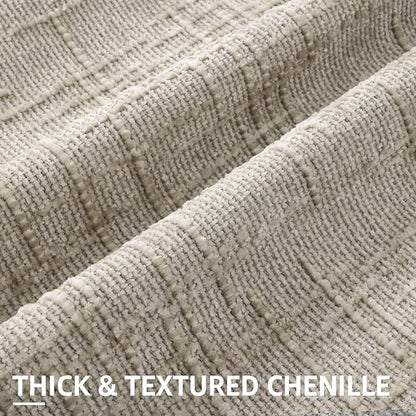 decorUhome Fall Light Brown Chenille Throw Pillow Covers 20x20 Set of 2 Thick Textured Slubby Couch Pillow Covers Farmhouse Accent Modern Neutral Decorative Pillow Cases for Bed Sofa Living Room