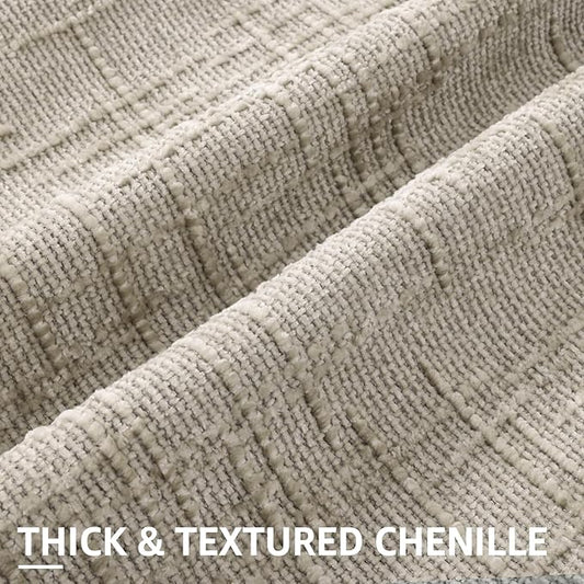 decorUhome Fall Light Brown Chenille Throw Pillow Covers 18x18 Set of 2 Thick Textured Slubby Couch Pillow Covers Farmhouse Accent Modern Neutral Decorative Pillow Cases for Bed Sofa Living Room
